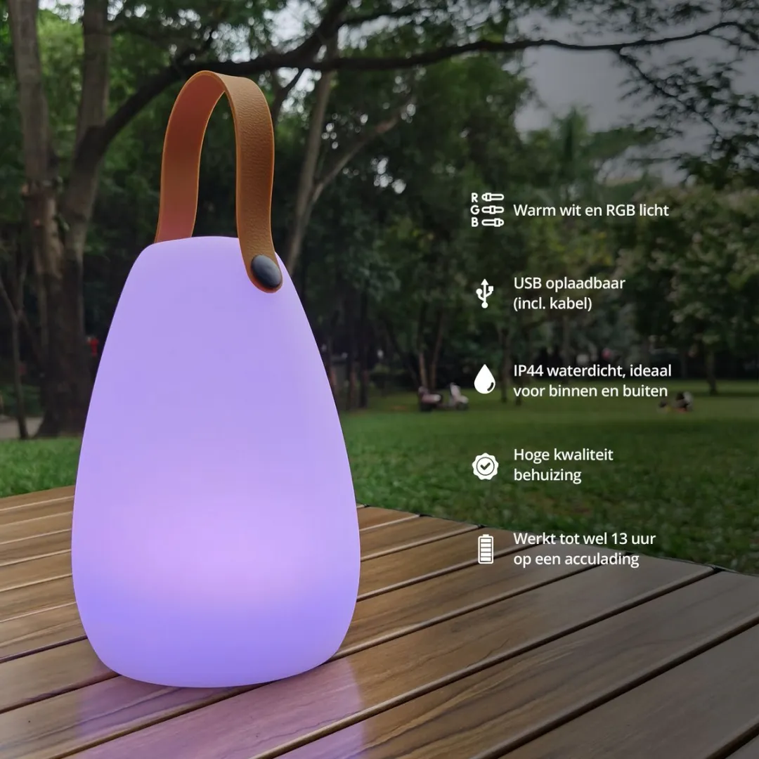 FlinQ Fiji Oplaadbare RGB Tafellamp - Wit
