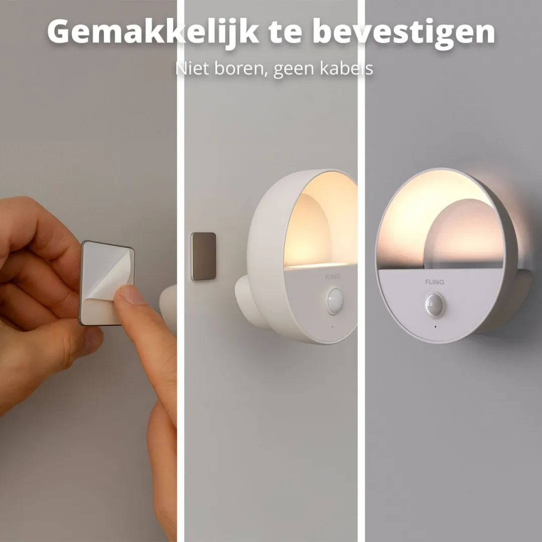 FlinQ Oplaadbare Wandlamp Halo Lights 3-pack - Bewegingsensor - 3000K