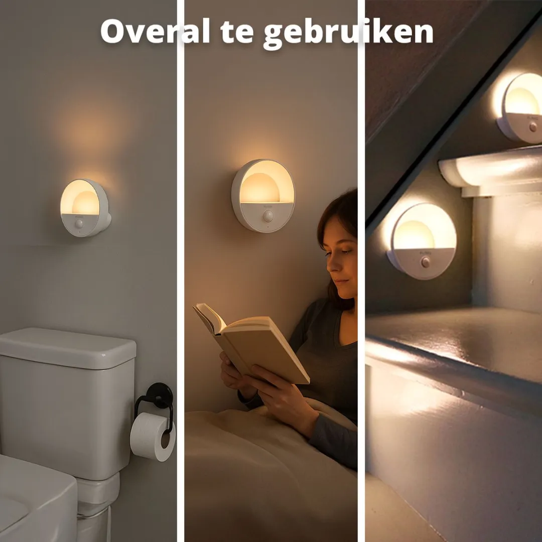 FlinQ Oplaadbare Wandlamp Halo Lights 3-pack - Bewegingsensor - 3000K
