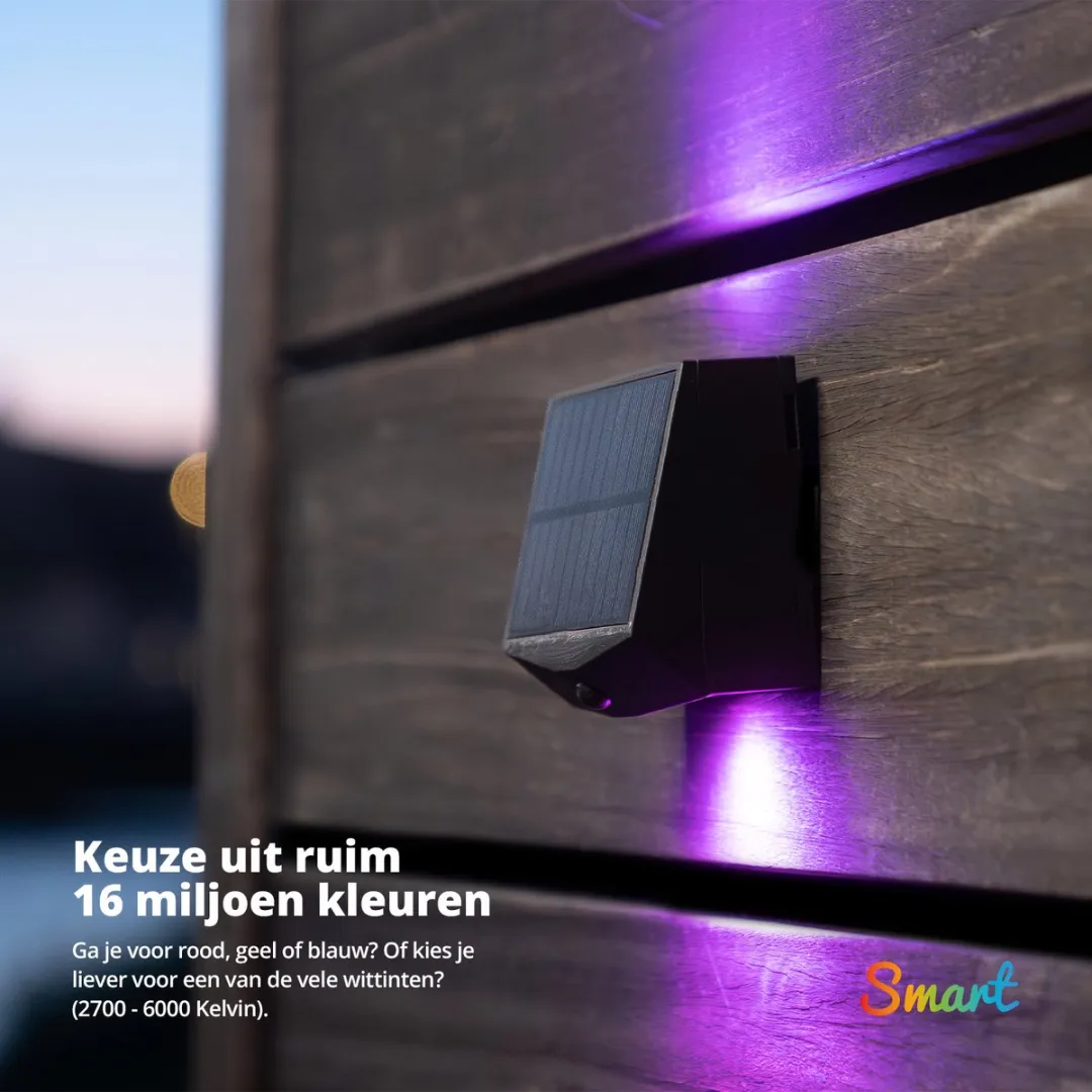 FlinQ Orion Smart Solar Wandlamp - Zwart