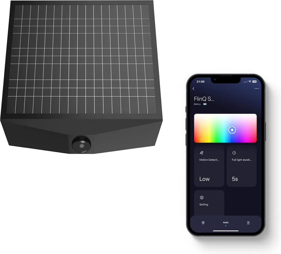 FlinQ Orion Smart Solar Wandlamp - Zwart