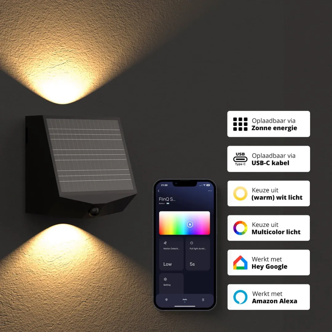 FlinQ Orion Smart Solar Wandlamp