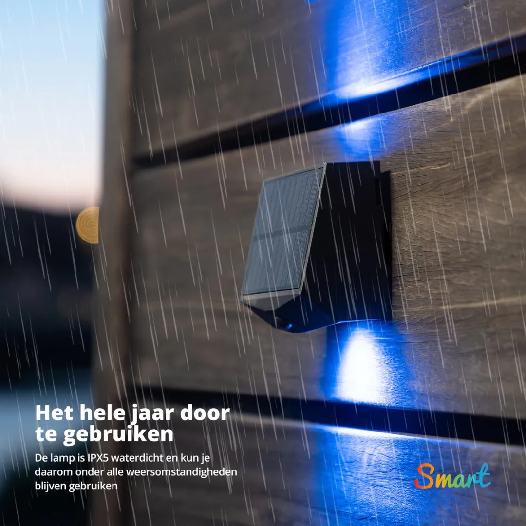 FlinQ Orion Smart Solar Wandlamp - Zwart - afbeelding 6 van 6