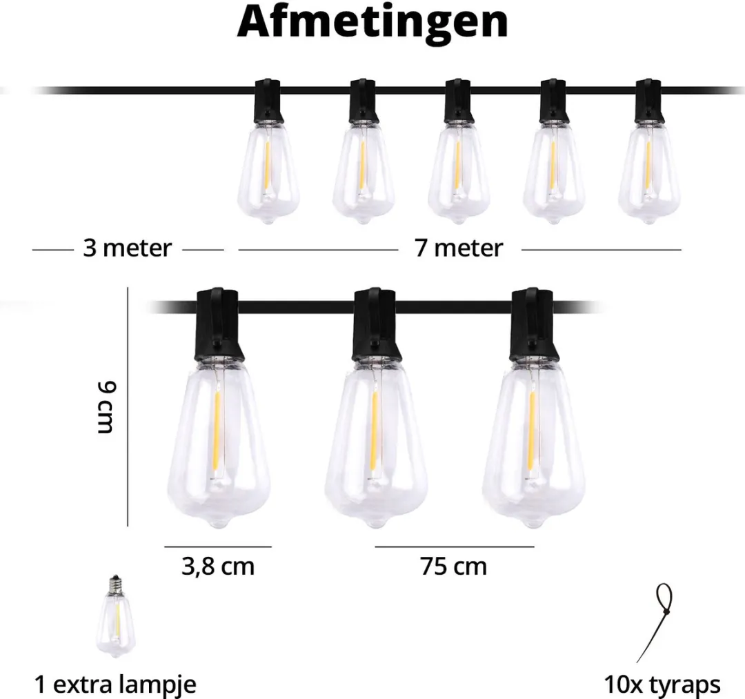FlinQ Solar Lichtsnoer 15m - 14 LED Lampjes Wit - afbeelding 6 van 6