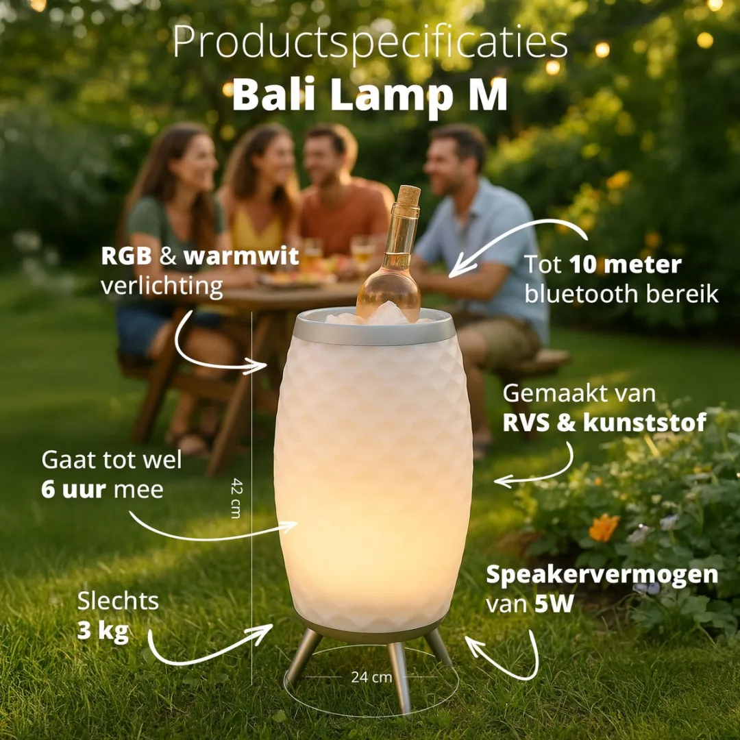 FlinQ Bali M Speaker Lamp - RGB Wit - afbeelding 6 van 6