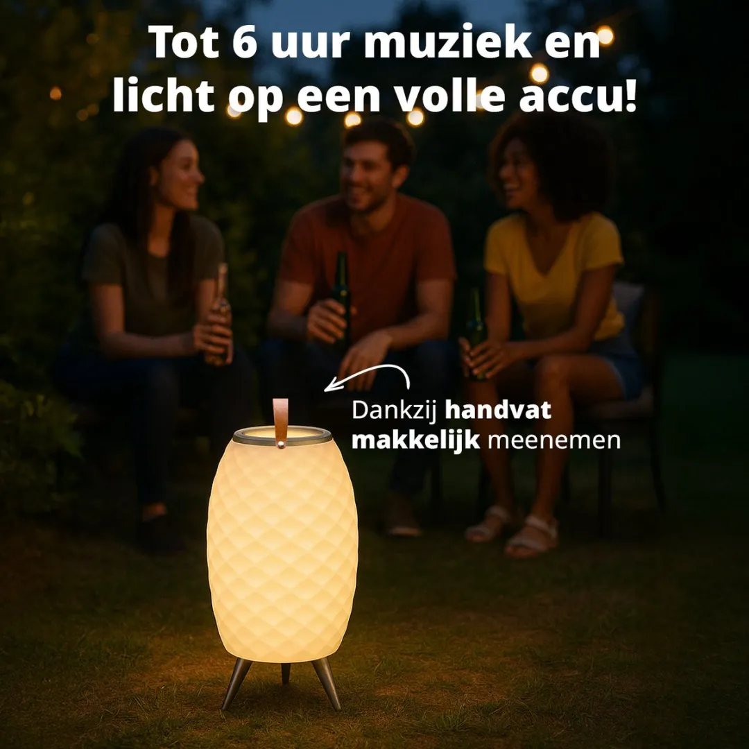 FlinQ Bali M - Speaker Lamp - Draadloze Speaker - Wijnkoeler - Tafellamp - Bluetooth - RGB - Wit
