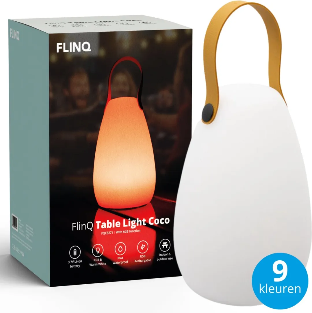 FlinQ Coco Oplaadbare Tafellamp - RGB/Wit 2700K - IP44