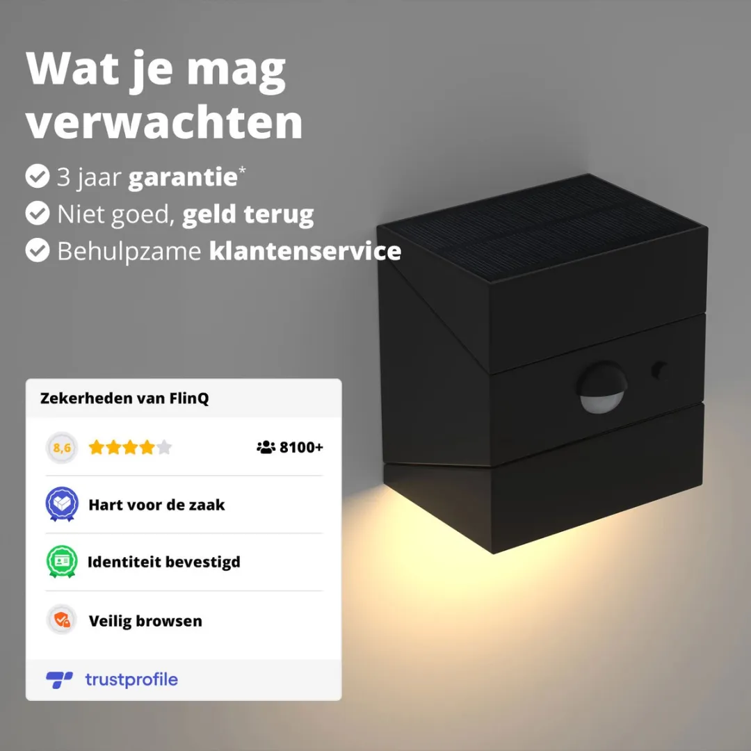 FlinQ Solar TwistCube 2-pack - Zonne Wandlamp Buiten 2W - Zwart