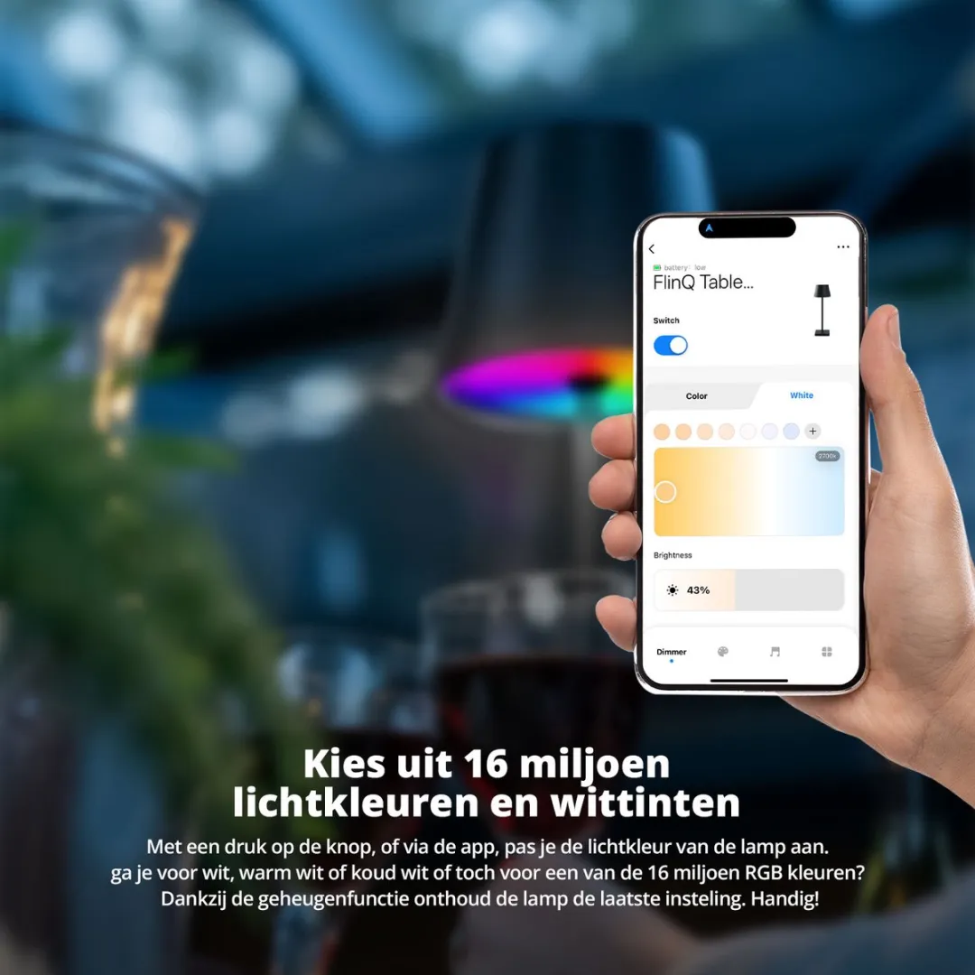 FlinQ Smart Tafellamp Lume - Zwart