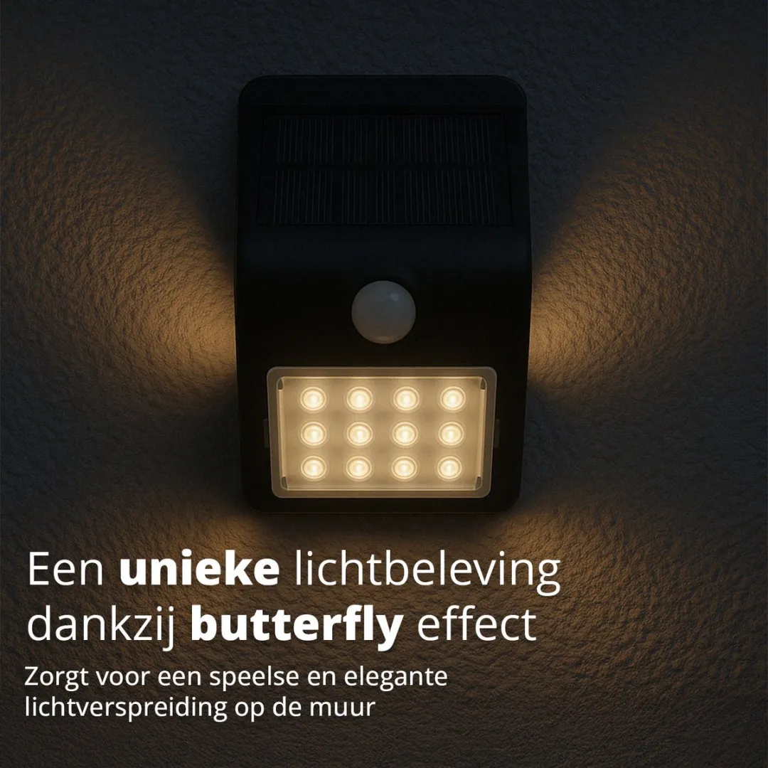 FlinQ Geisha Solar Wandlamp Buiten - Zwart
