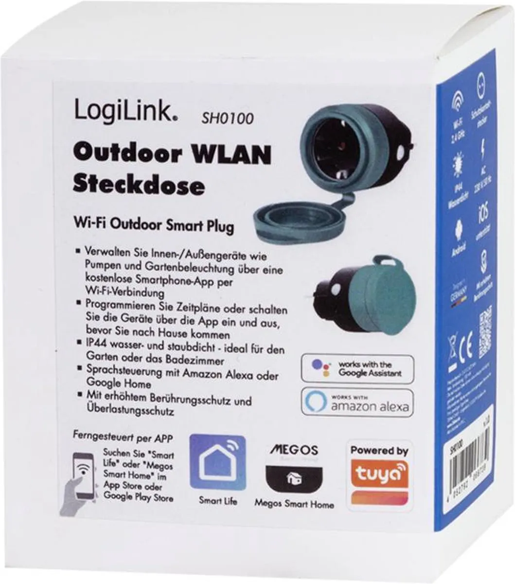 Logilink SH0100 WiFi Buiten Stopcontact - Zwart/ Groen