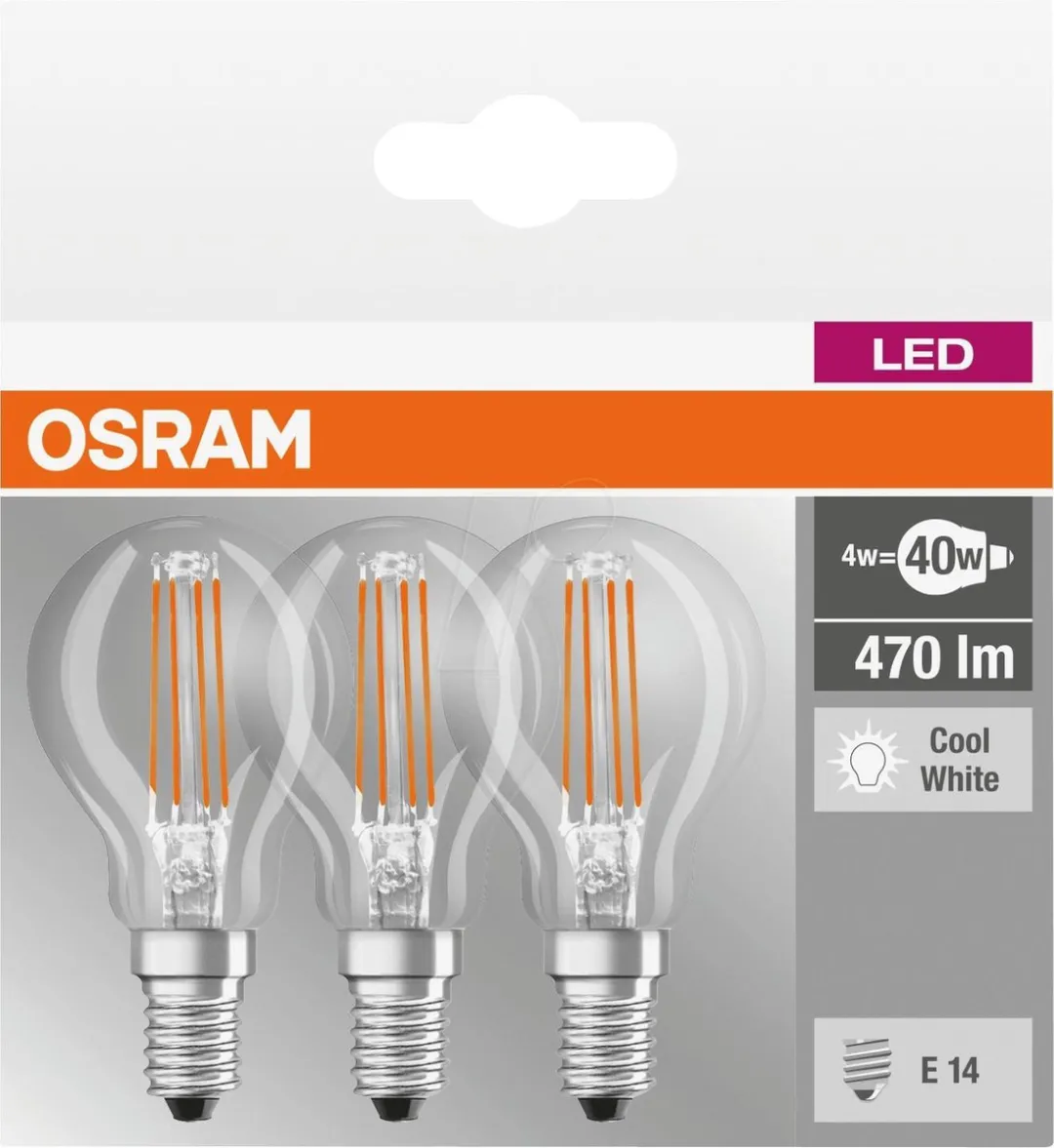 Osram LED Base Classic P 40 4W E14 - 3 Stuks - afbeelding 6 van 6