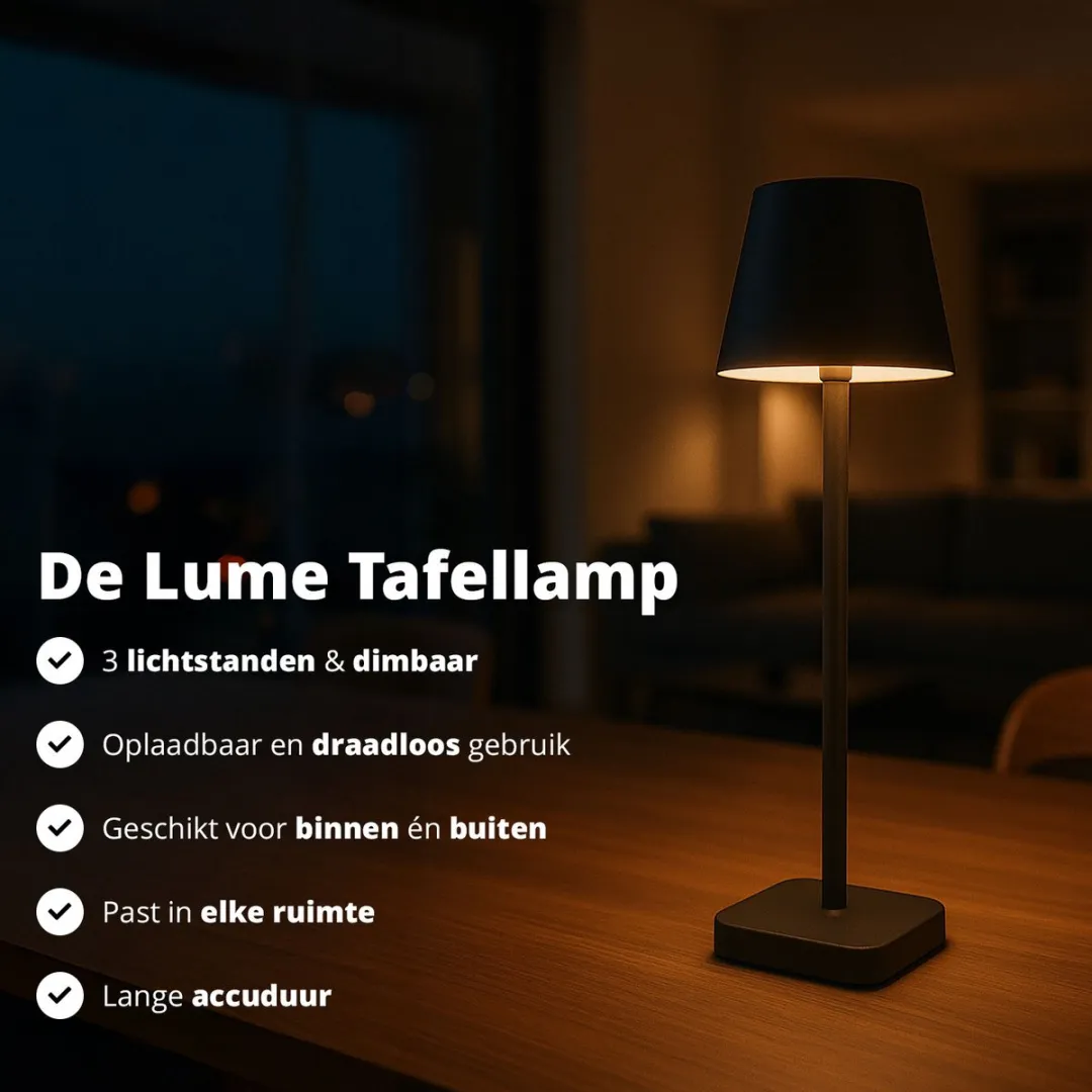 FlinQ Lume Oplaadbare Tafellamp 38cm - Goud