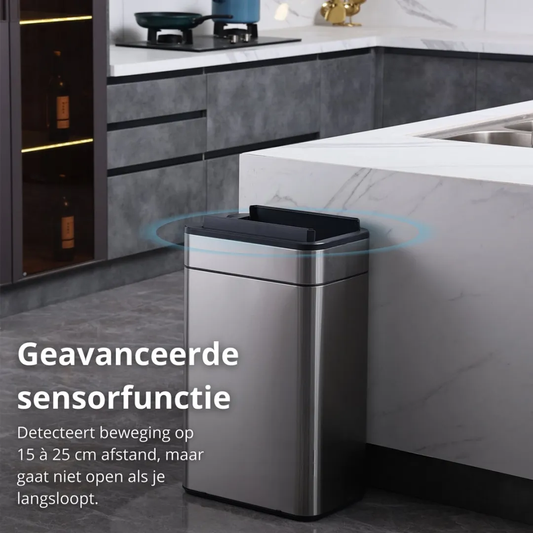 FlinQ Swing Sensor Prullenbak 60L - Zilver