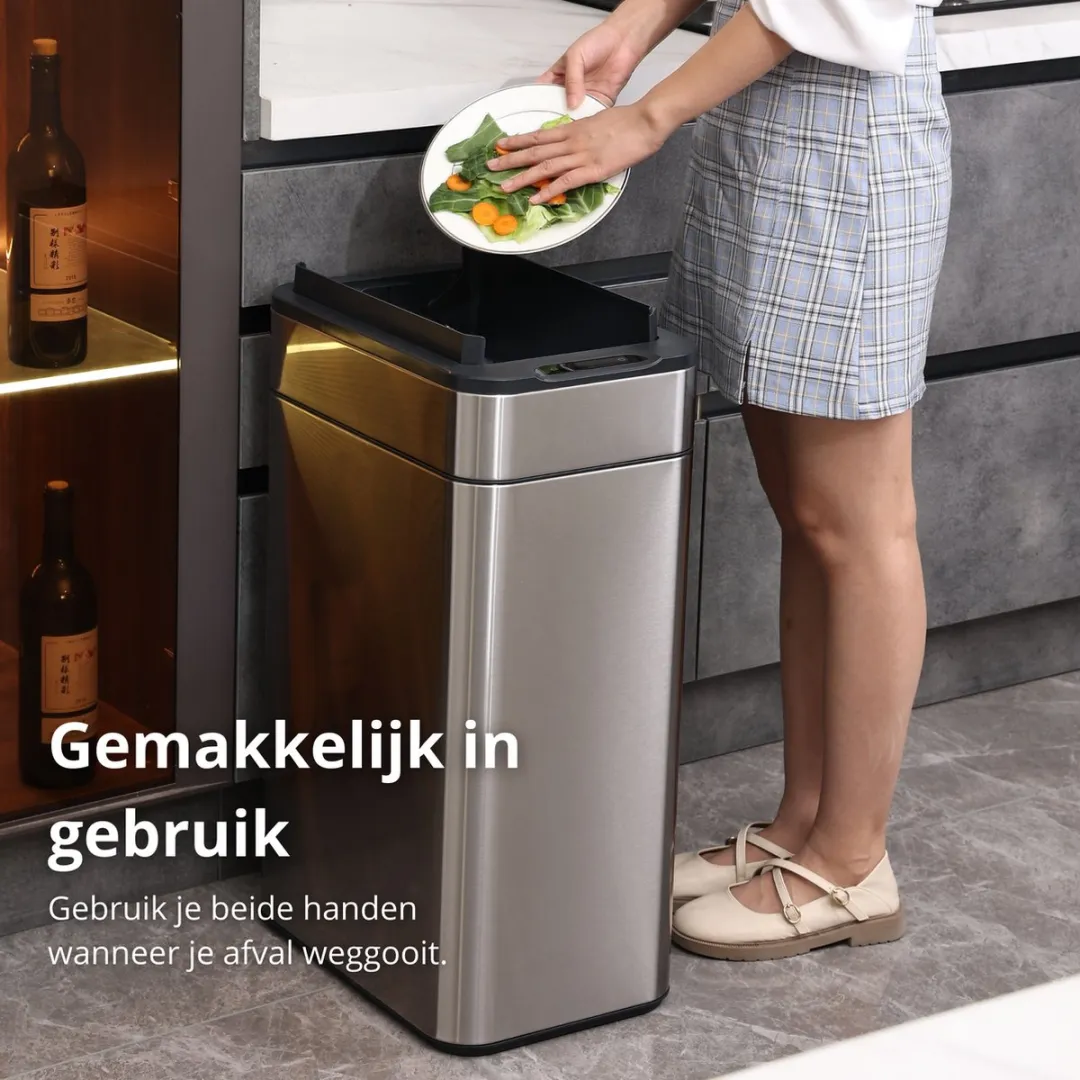 FlinQ Swing Sensor Prullenbak 60L - Zilver