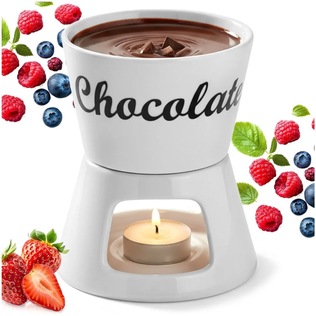 Excellent Houseware Chocoladefondue 0,35L - Wit - Porselein - afbeelding 6 van 6