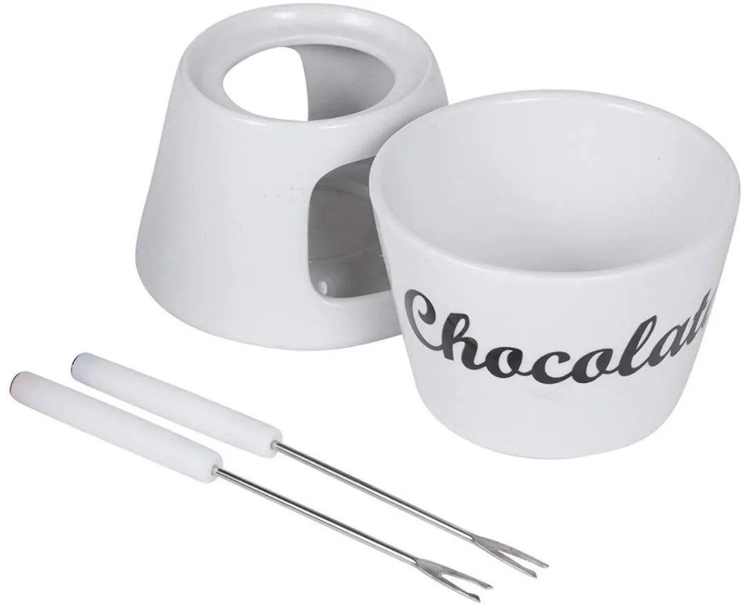 Excellent Houseware Chocoladefondue 0,35L - Wit - Porselein