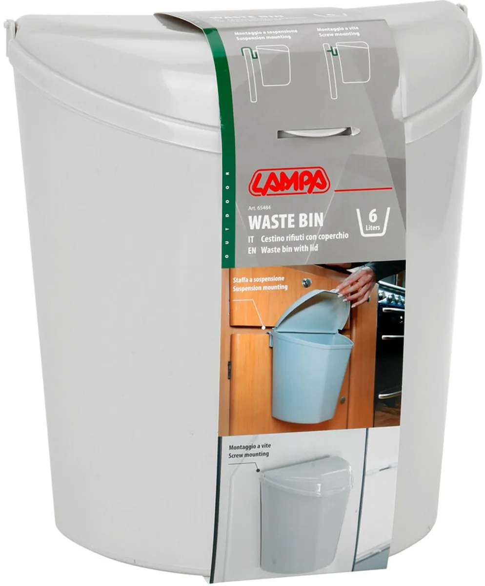 Lampa Afvalbak met deksel 6 liter - Grijs