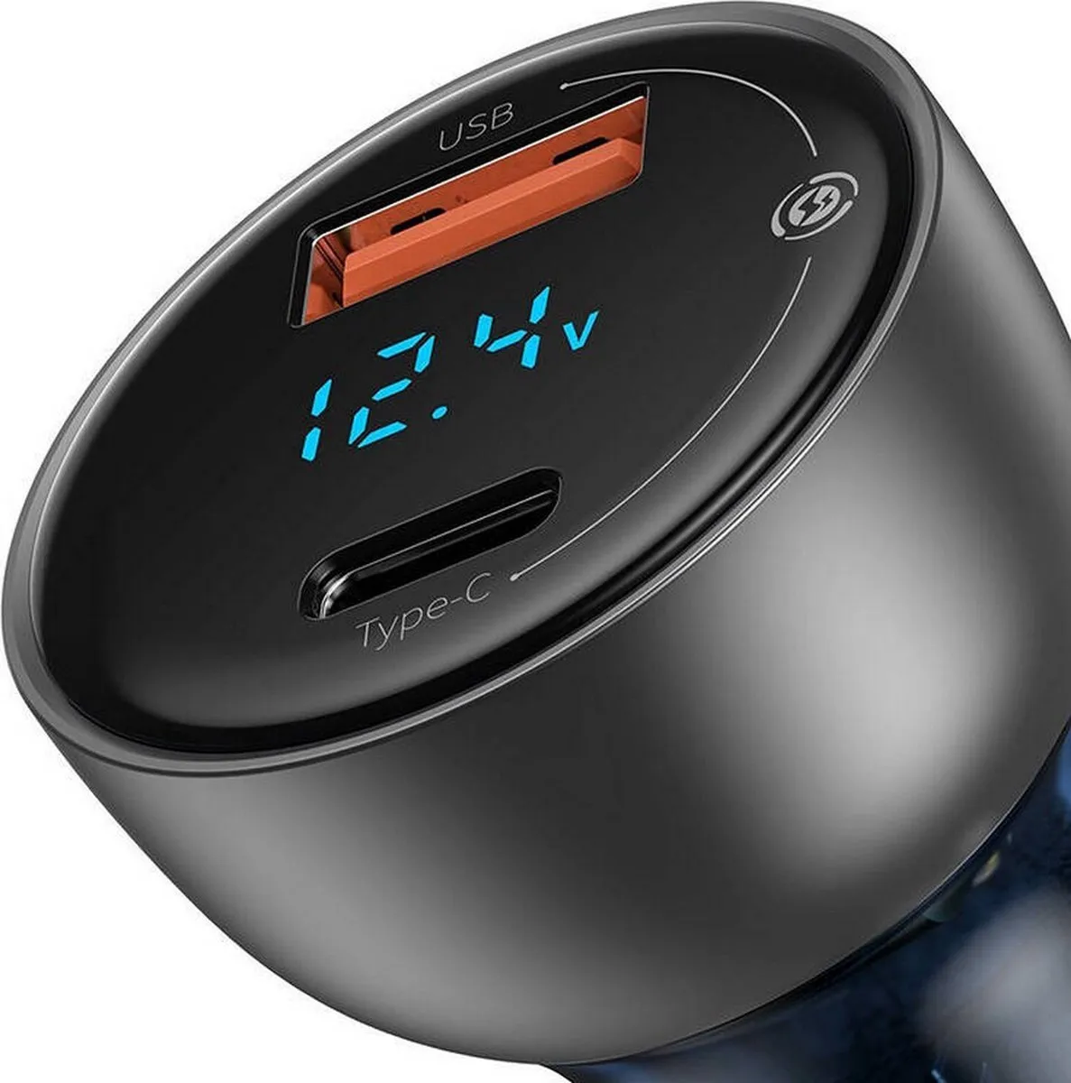 Baseus 65W Autolader 2-in-1 USB C & USB A - Donker Grijs