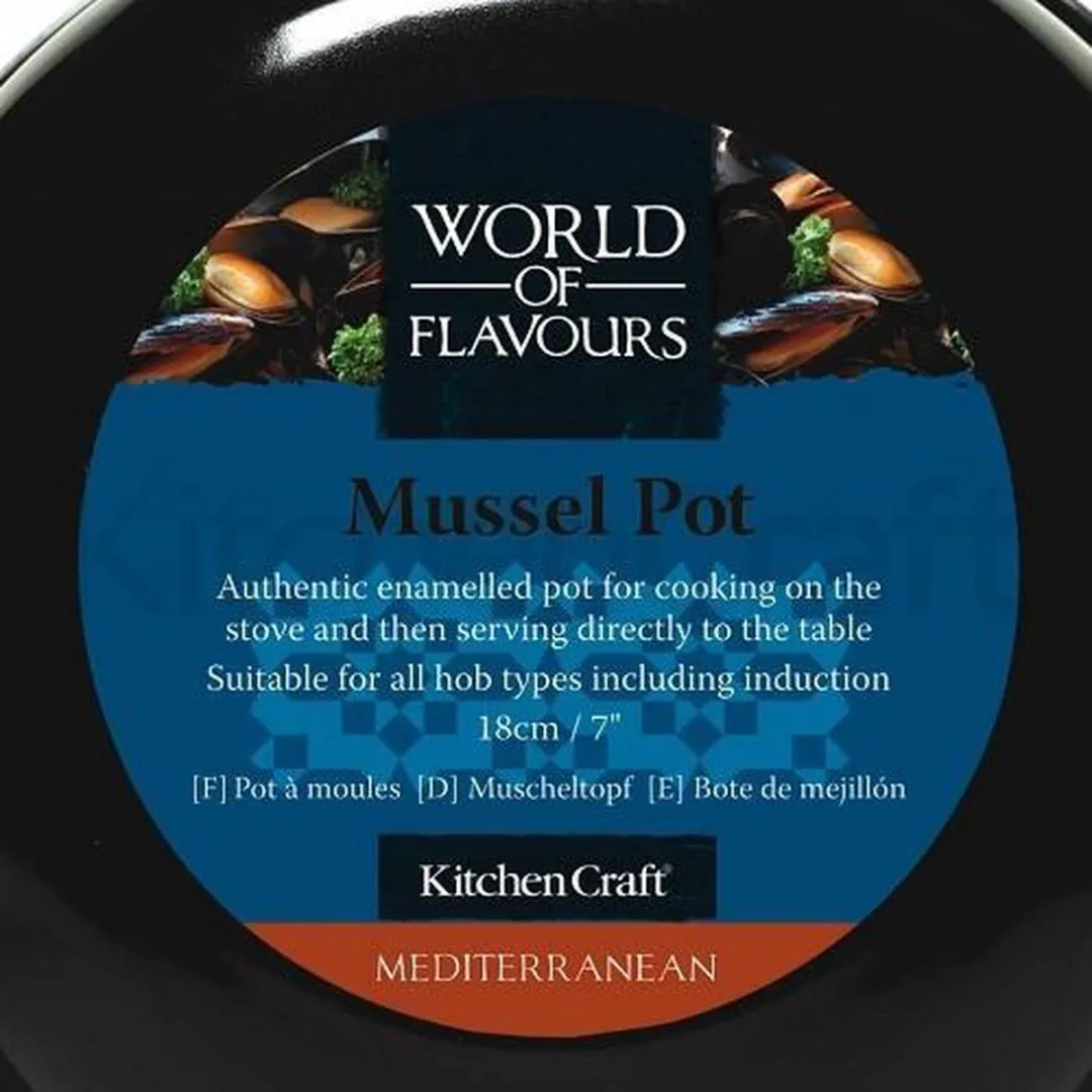 KitchenCraft Blue World of Flavours Mosselpan 2,5L - Zwart