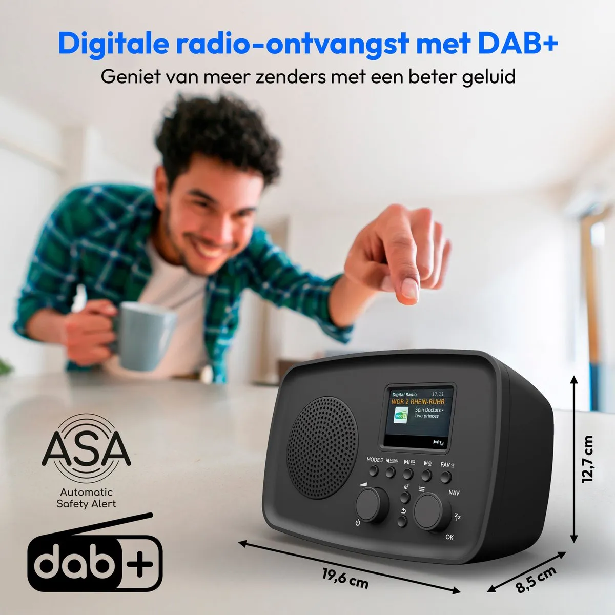 MEDION DAB+ radio met Bluetooth DRE-1 (DAB Plus, FM-radio, druppelbescherming, telescoopantenne, wekker, sluimerfunctie, instelbare display-dimmer, ASA-noodwaarschuwingssysteem), zwart