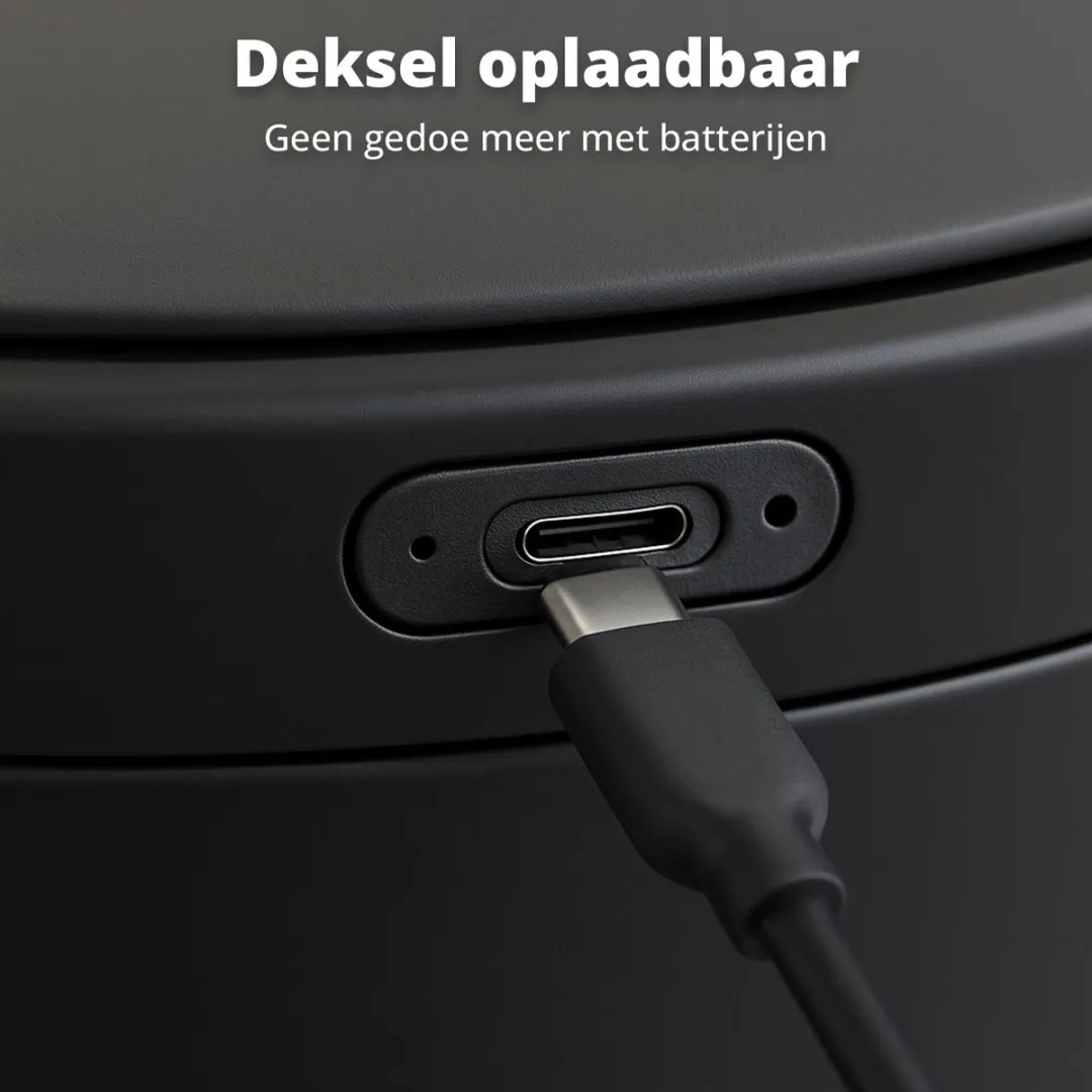 FlinQ Velo Oplaadbare Prullenbak 50L - Nikkel
