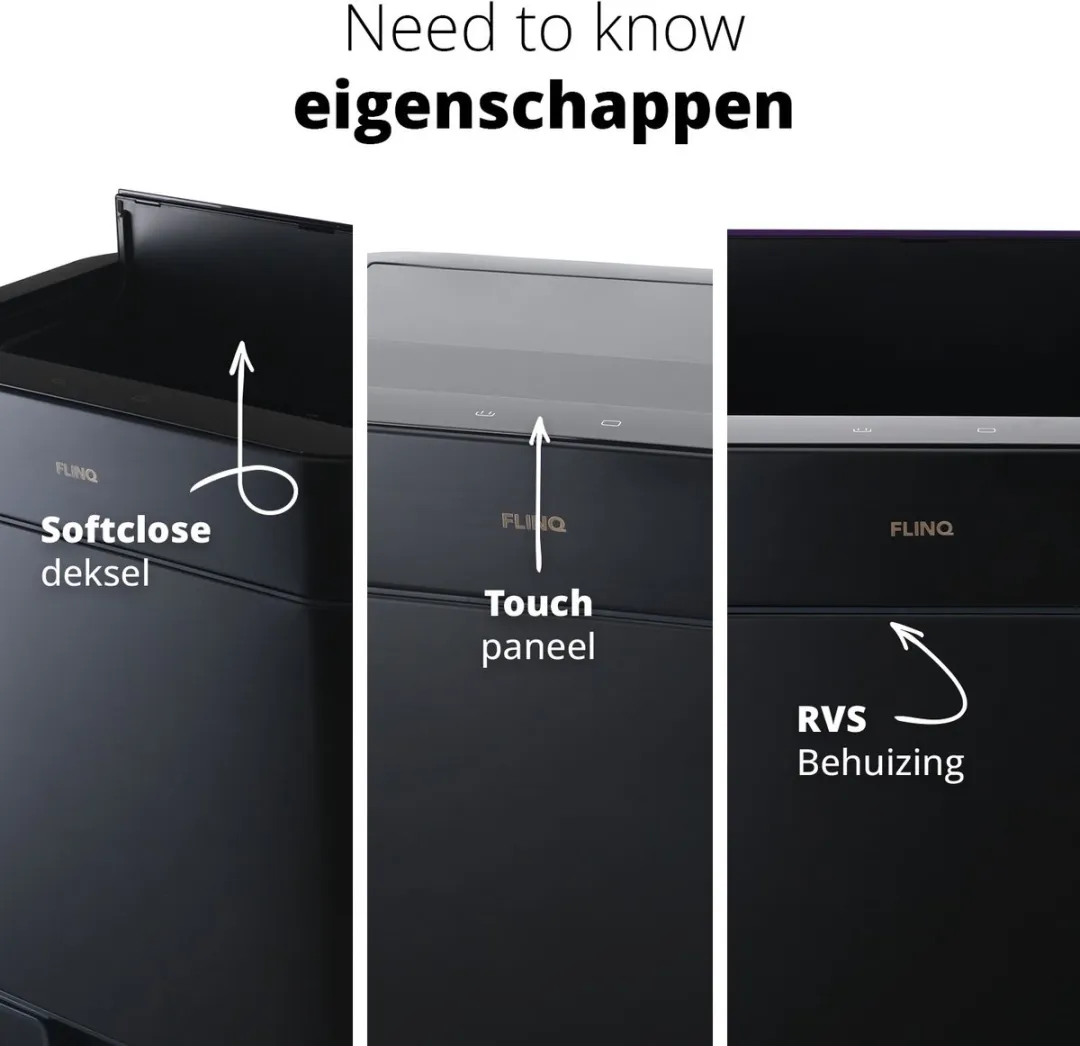 FlinQ Senzaro Prullenbak 60L - 2 Vakken - Wit