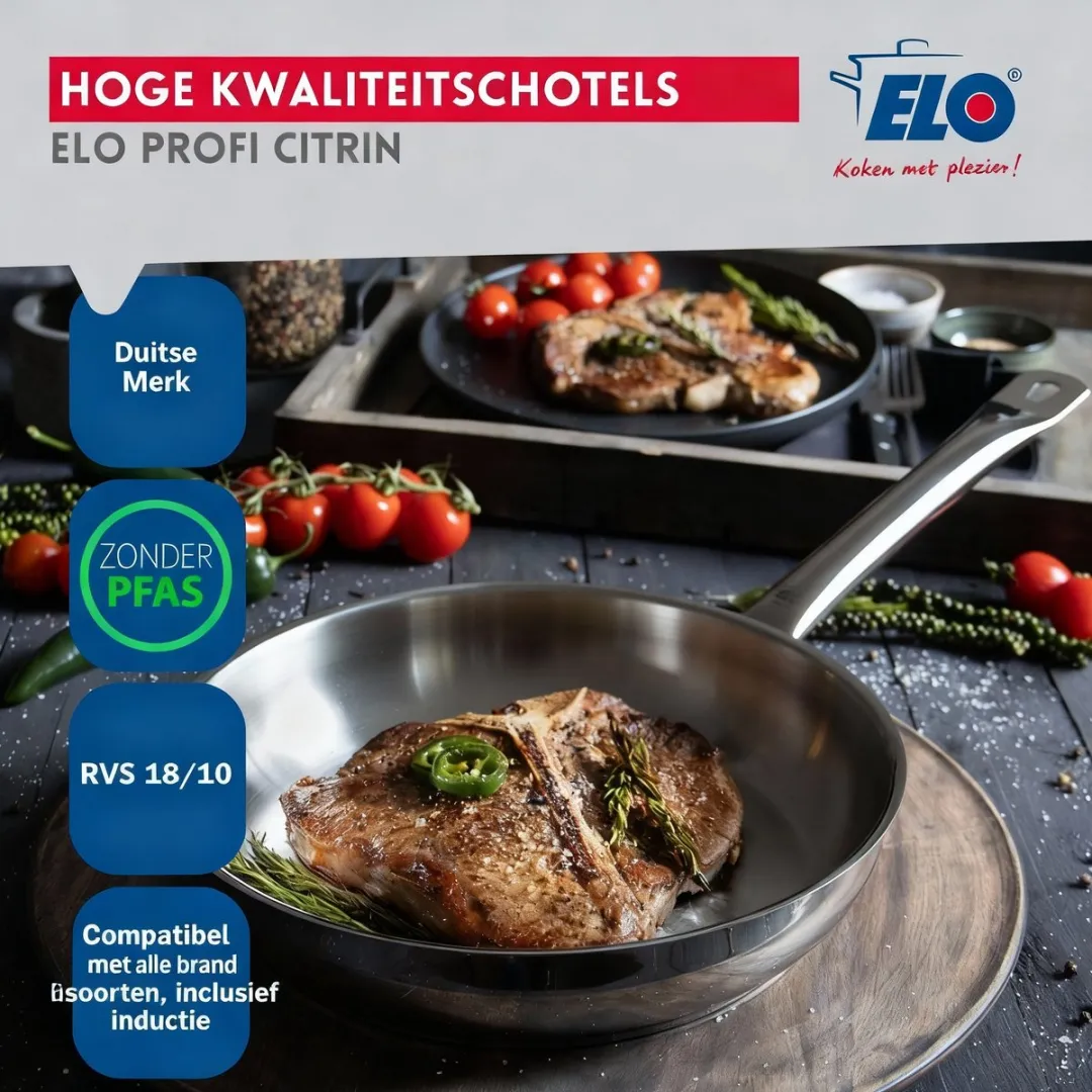 Fackelmann Elo Profi Keukengerei Set 8-delig - 3 Koekenpannen & 5 Steelpannen - Roestvrij staal