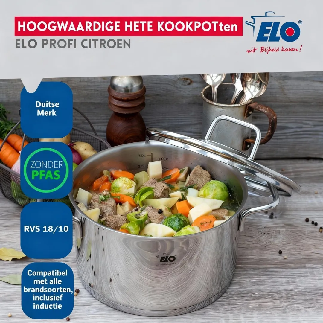 Fackelmann Elo Profi Keukengerei Set 8-delig - 3 Koekenpannen & 5 Steelpannen - Roestvrij staal - afbeelding 6 van 6
