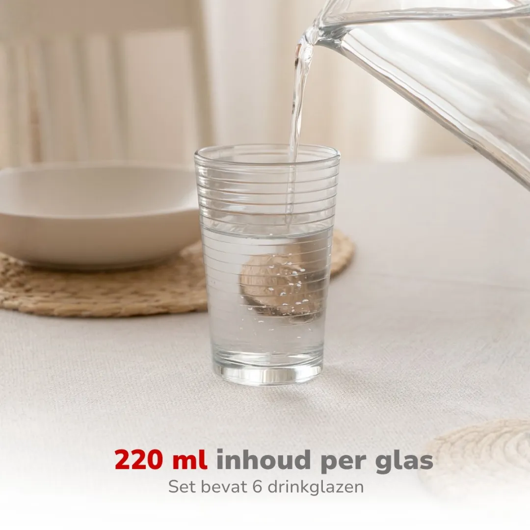 Alpina Waterglazen Set 6 Stuks - 220ml Transparant