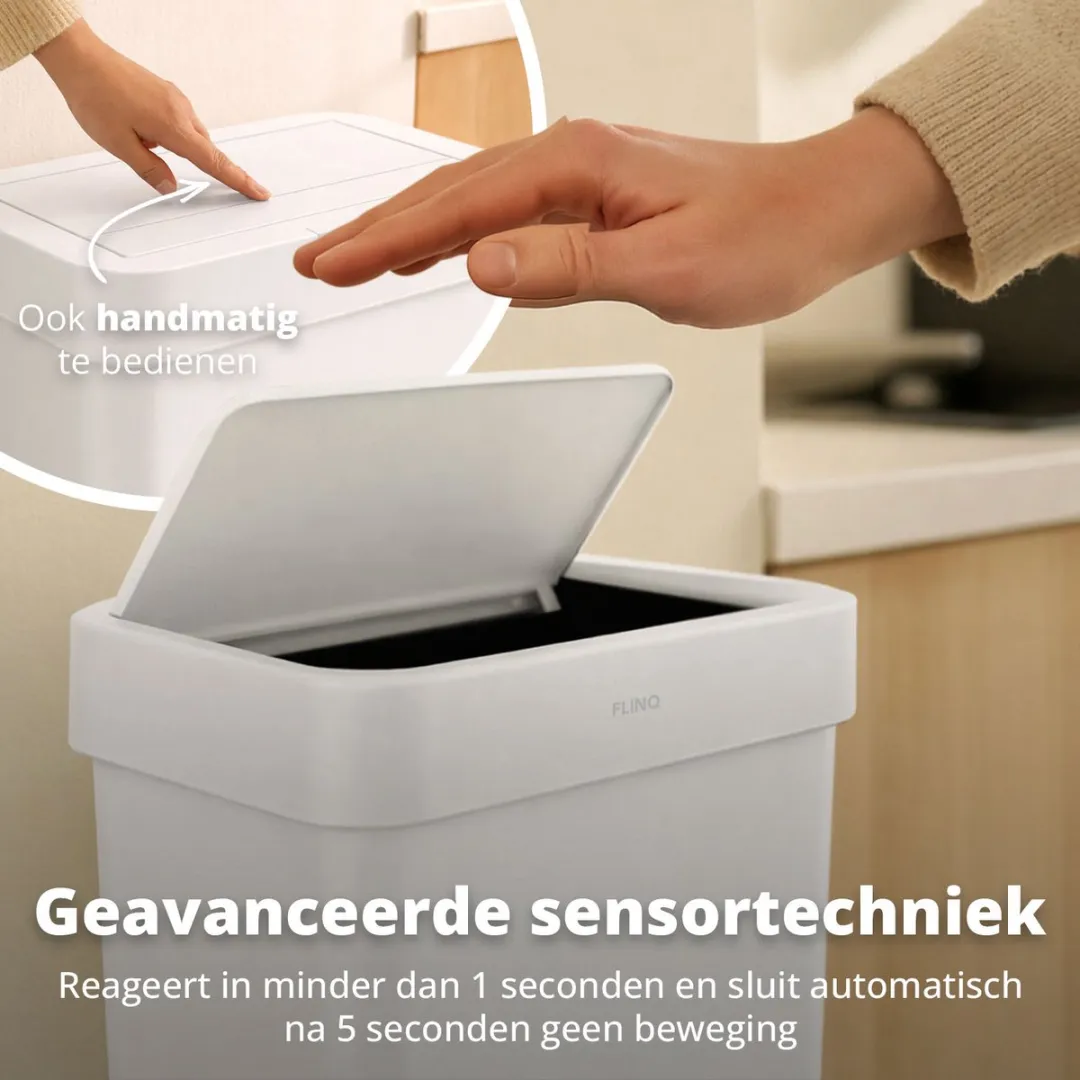 FlinQ Arvento Sensor Prullenbak 50L - Zwart - afbeelding 6 van 6