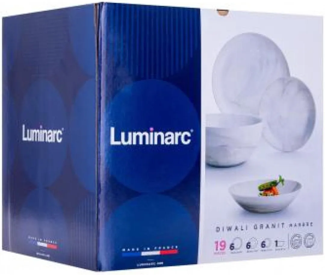 Luminarc Diwali Marble Serviesset 19-delig - 6 Personen - Graniet Marmer Look