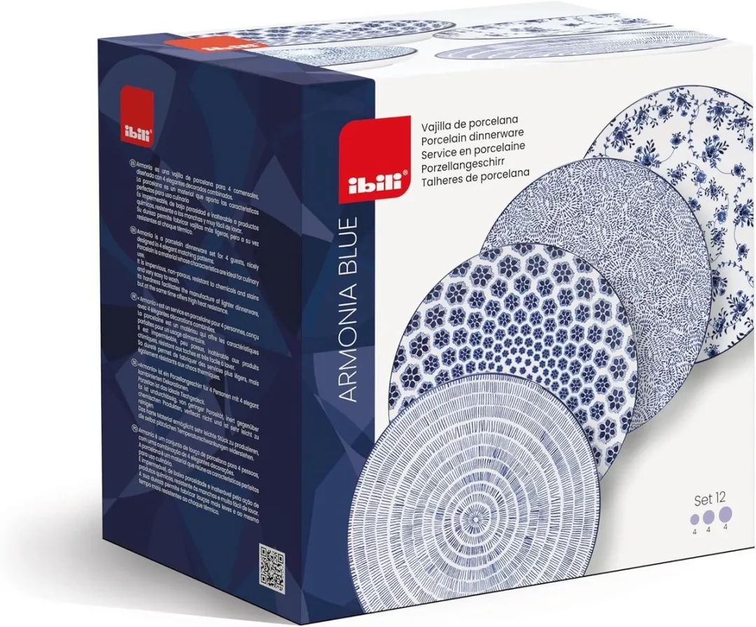Ibili Porseleinen Servies Blauw - 12-delig voor 4 Personen