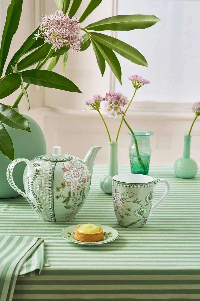 Pip Studio Lily & Lotus Green Mok 450ml - Porselein - Groen