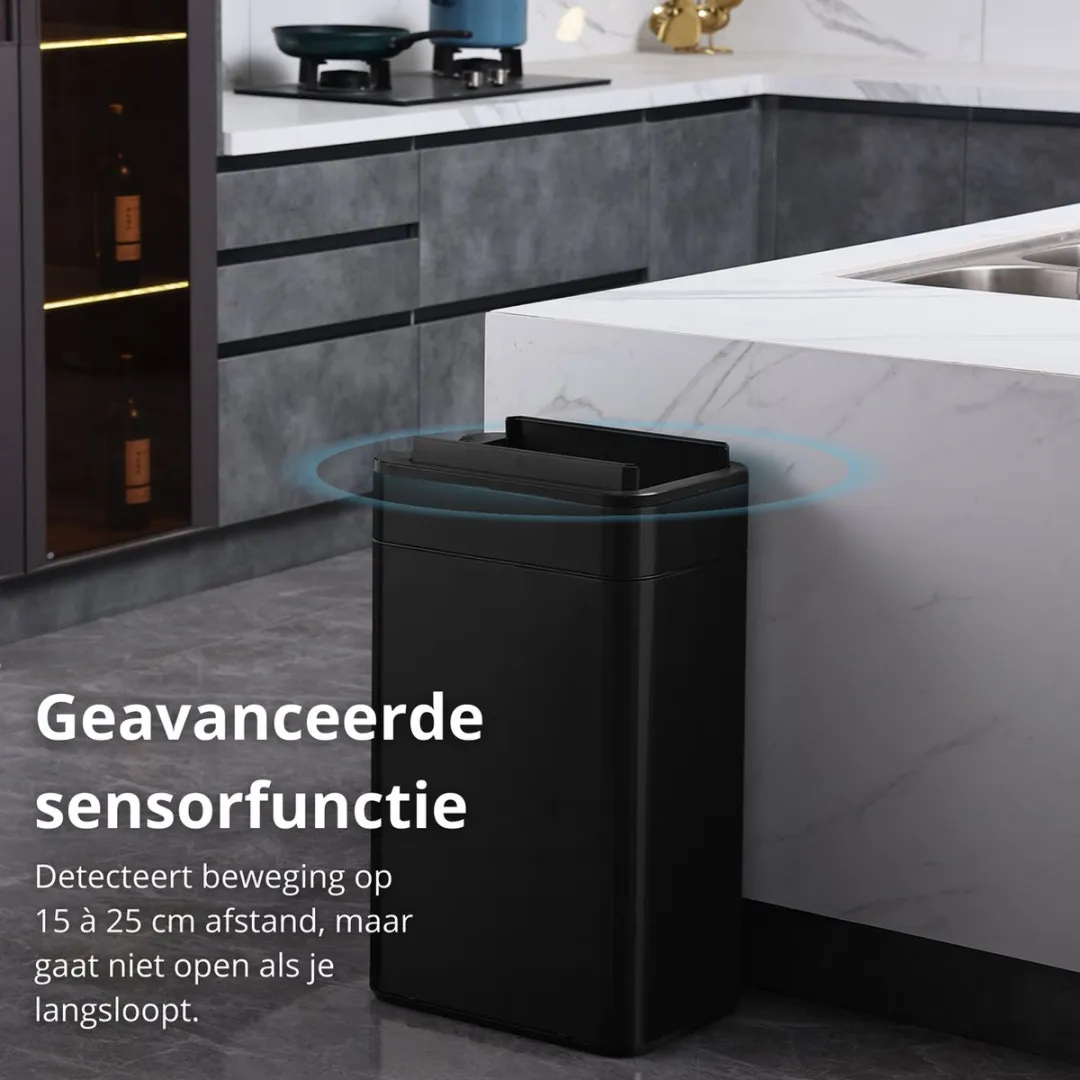 FlinQ Swing Sensor Prullenbak 60L - Zwart