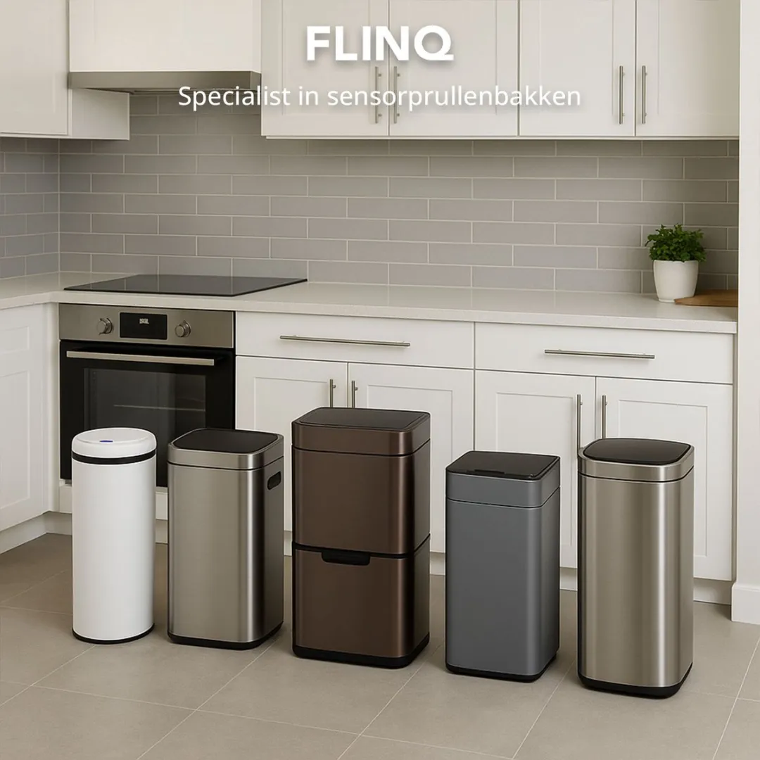 FlinQ Peak Prullenbak 50L - Sensor Softclose - Zwart
