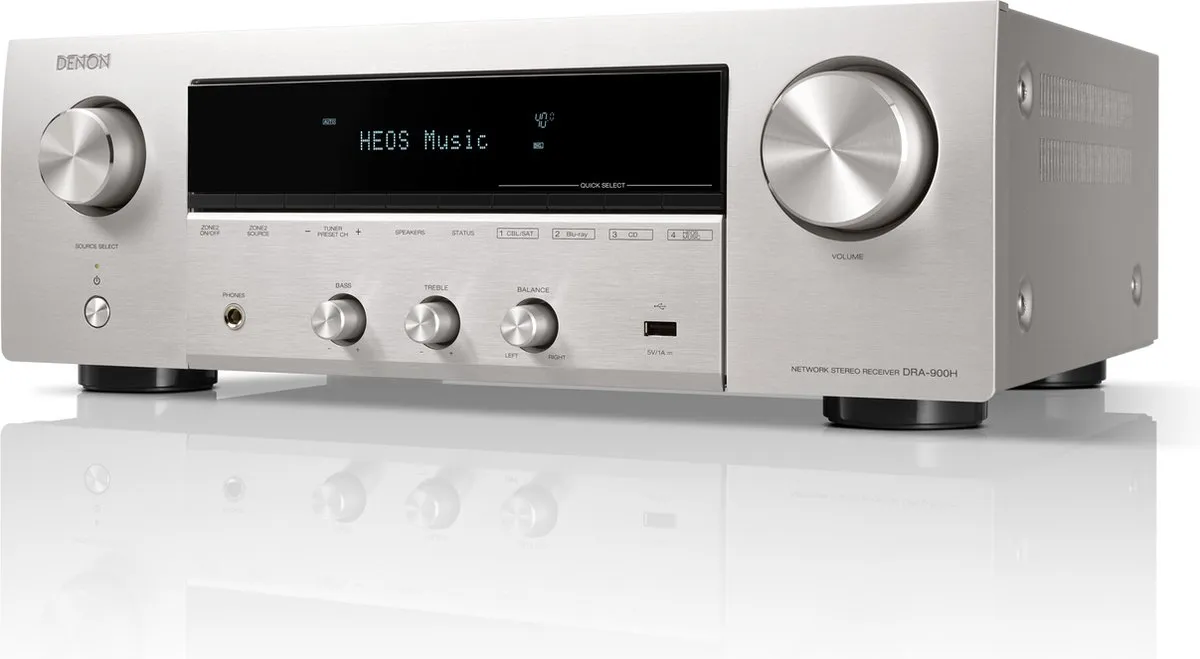 Denon - DRA-900H - AV Receiver met 2.2 Kanalen, 175 Watt per Kanaal, HEOS® Built-In en Bluetooth - Zilver