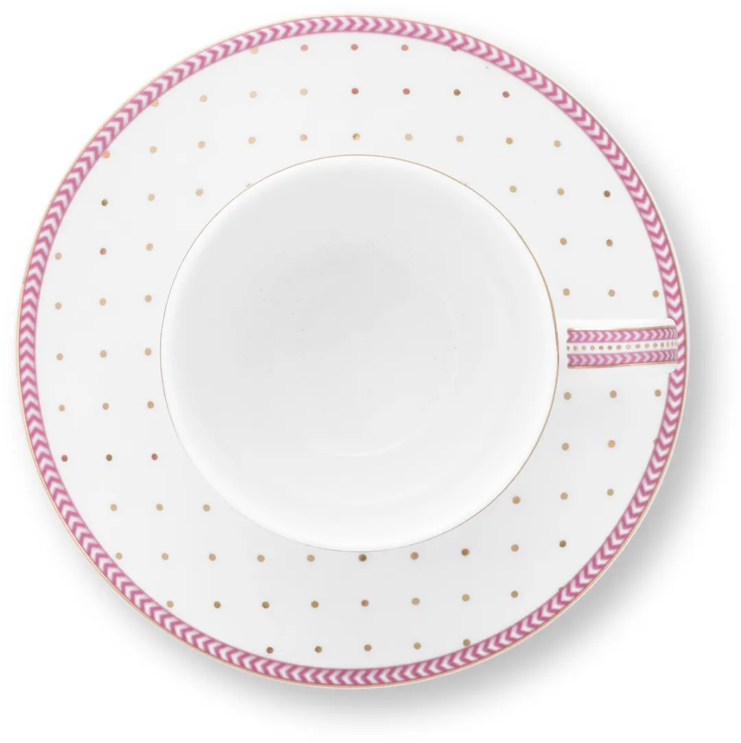 Pip Studio Jolie Dots Espresso Kop & Schotel - 120ml - Roze - 2 Stuks