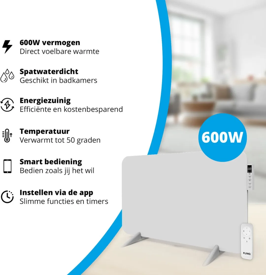 FlinQ Infrarood Paneelverwarmer 600W - Wit