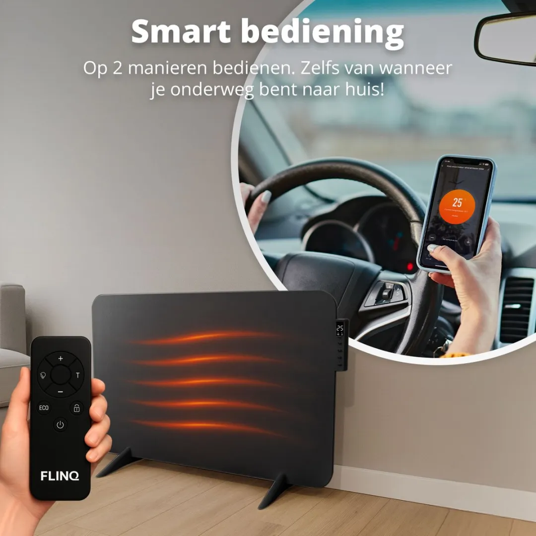 FlinQ Slimme Infrarood Verwarmingspaneel 450W - Zwart