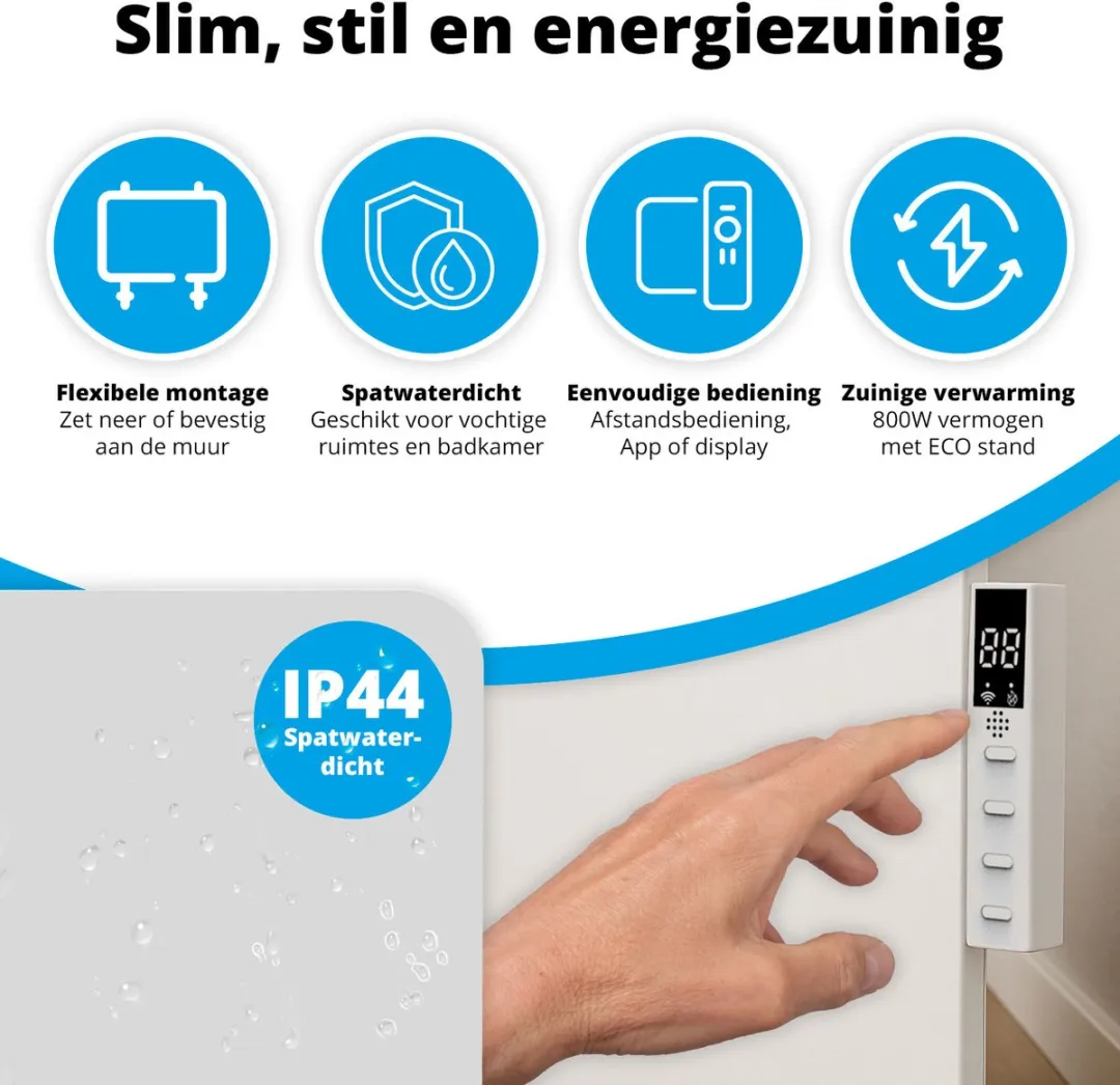 FlinQ Infrarood Paneelverwarmer 800W - Wit