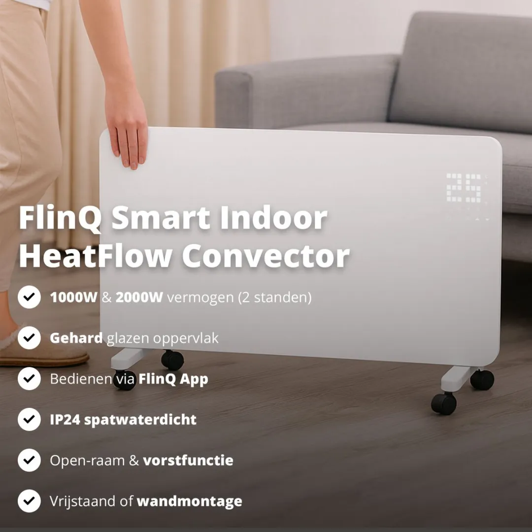 FlinQ HeatFlow Smart Convectorkachel 2000W - Zwart - afbeelding 6 van 6