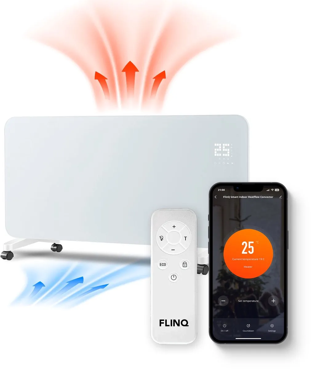 FlinQ HeatFlow Smart Convectorkachel 2000W - Zwart