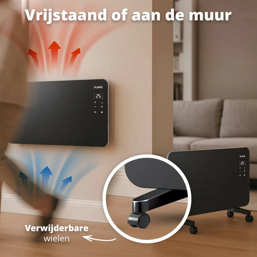 FlinQ Smart Convectorkachel 2000W - Zwart