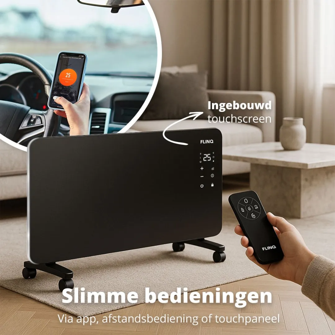 FlinQ Smart Convectorkachel 2000W - Zwart