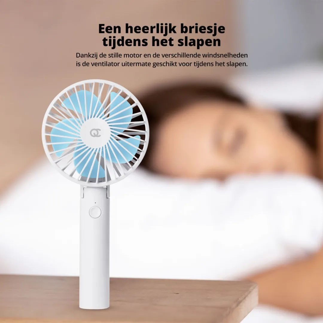 FlinQ Handventilator Mini Fan Oplaadbaar 5W - Wit/Blauw