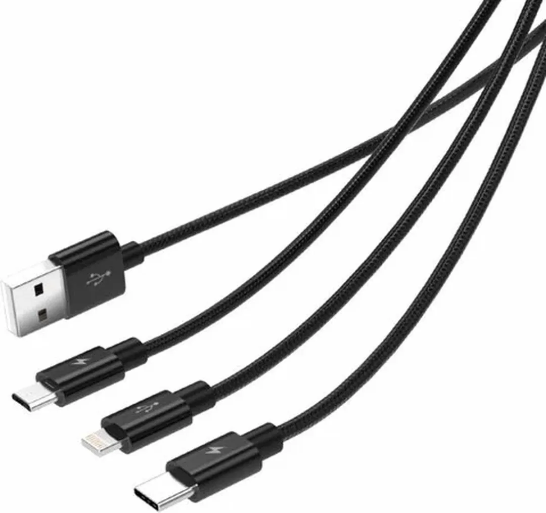 ORICO Nylon Gevlochten 3-in-1 Laadkabel Lightning/Micro B/Type-C - 3A - Zwart