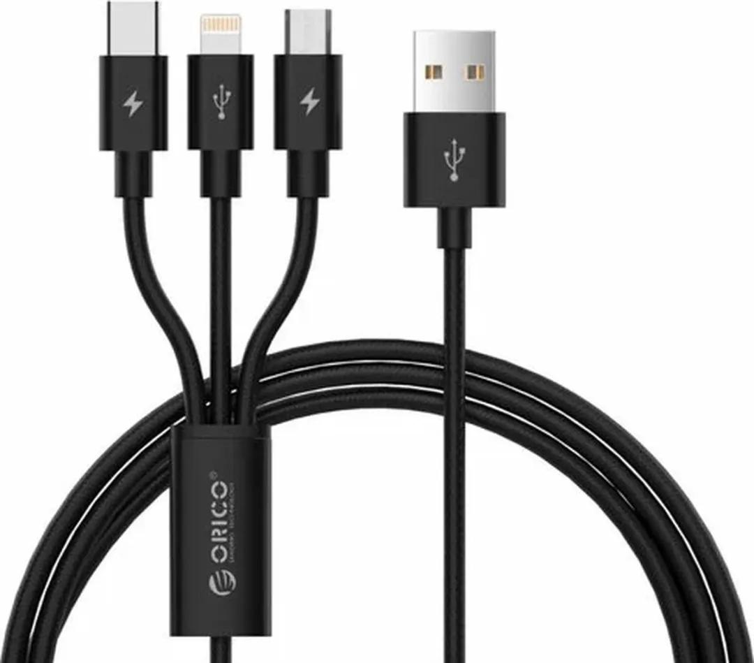 ORICO Nylon Gevlochten 3-in-1 Laadkabel Lightning/Micro B/Type-C