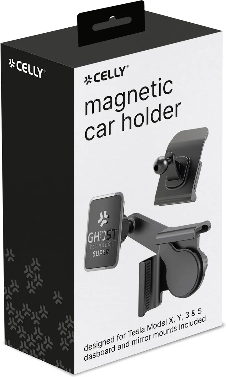 Celly Ghost Super Smartphonehouder Tesla - 360° Draaibaar - Zwart