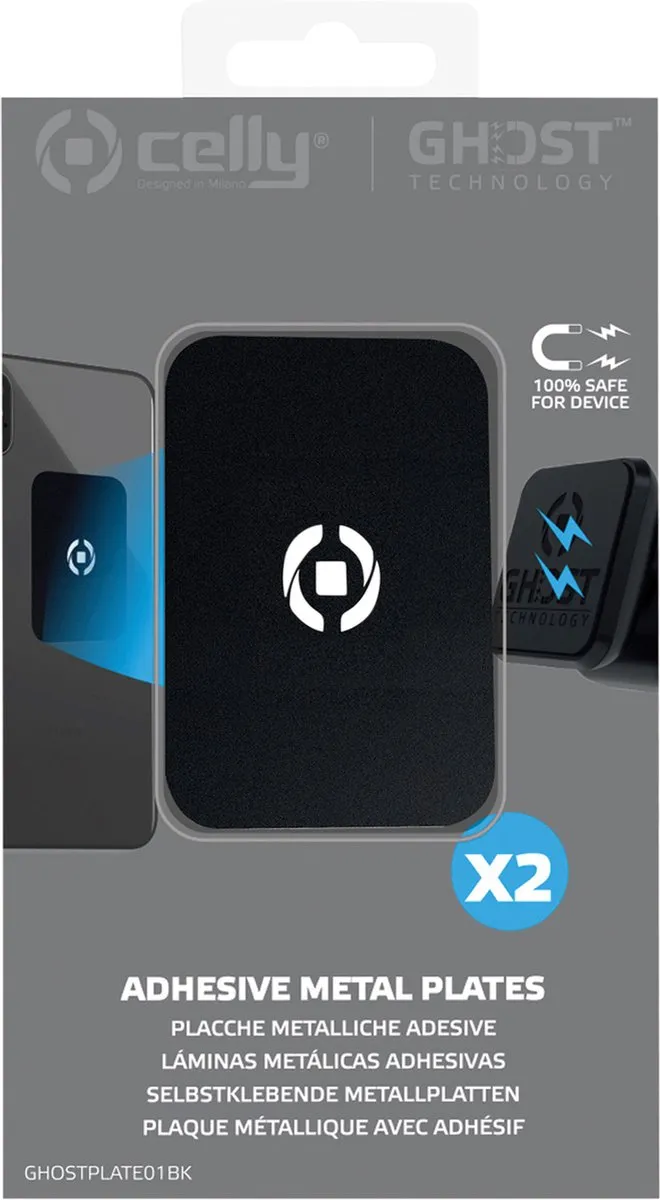 Celly Ghost Technology XL Magnetische Platen - 2 Stuks - Zwart